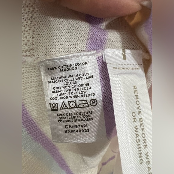 Loft Stripped Cotton Peplum Style Thin Sweater Top Size Medium - Picture 6 of 7